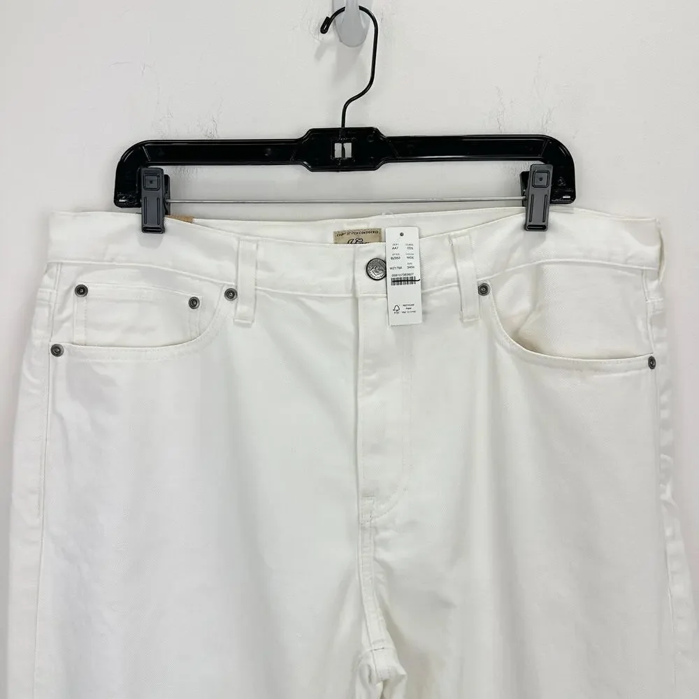 J.Crew Classic Jean White Rigid Denim Relaxed Straight Mens W 34 L 34 NWT